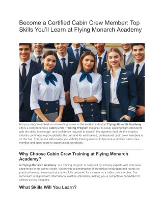 Become a Certified Cabin Crew Member_ Top Skills You’ll Learn at Flying Monarch Academy