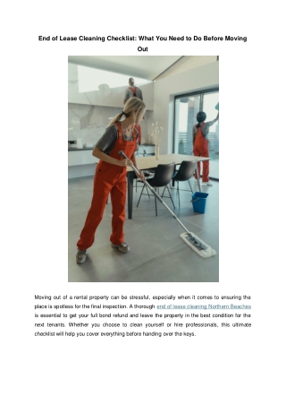 End of Lease Cleaning Checklist: What You Need to Do Before Moving Out