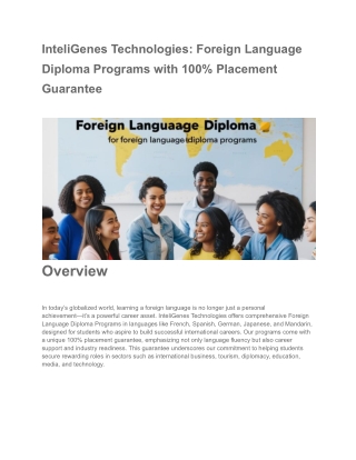 InteliGenes Technologies_ Foreign Language Diploma Programs with 100% Placement Guarantee