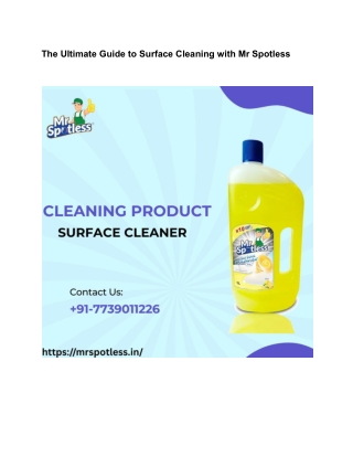 Mr Spotless: The Ultimate Surface Cleaner for a Spotless Home