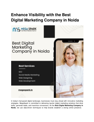 Enhance Visibility with the Best Digital Marketing Company in Noida