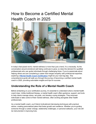 How to Become a Certified Mental Health Coach in 2025