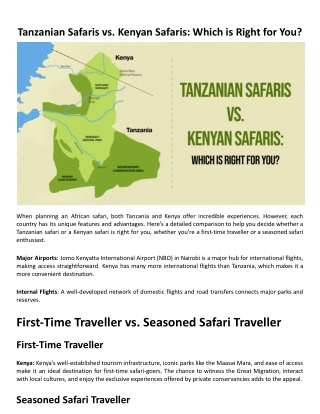 Tanzanian Safaris vs. Kenyan Safaris:  Which is Right for You