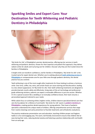 Sparkling Smiles and Expert Care Your Destination for Teeth Whitening and Pediatric Dentistry in Philadelphia