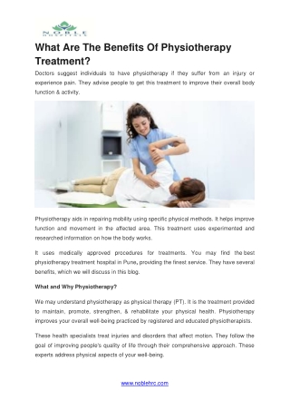 What Are The Benefits Of Physiotherapy Treatment