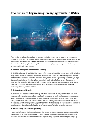 The Future of Engineering Emerging Trends to Watch