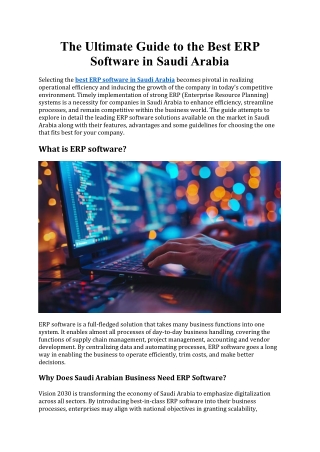 The Ultimate Guide to the Best ERP Software in Saudi Arabia