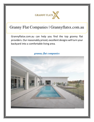 Granny Flat Companies | Grannyflatsx.com.au