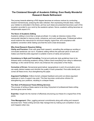 The Cloistered Strength of Academic Editing: Even Really Wonderful Research Need