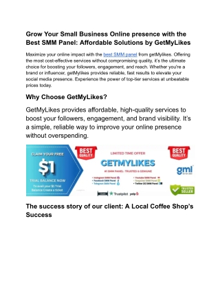Grow Your Small Business Online presence with the Best SMM Panel: Affordable Sol