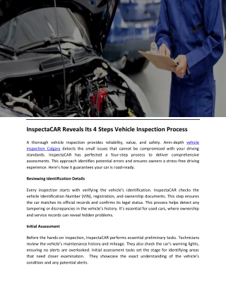 InspectaCAR Reveals Its 4 Steps Vehicle Inspection Process