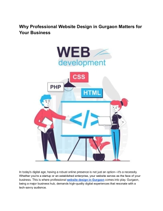 Why Professional Website Design in Gurgaon Matters for Your Business