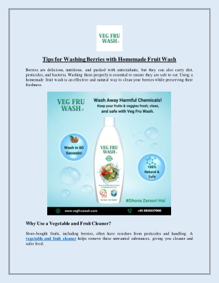 Tips for Washing Berries with Homemade Fruit Wash