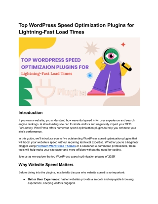 Top WordPress Speed Optimization Plugins for Lightning-Fast Load Times