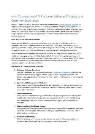 How Conversational AI Platforms Enhance Efficiency and Customer Experience
