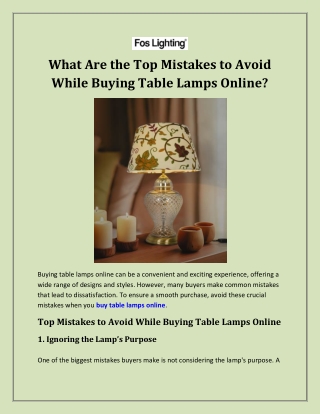 What Are the Top Mistakes to Avoid While Buying Table Lamps Online