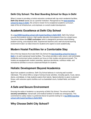 Delhi City School_ The Best Boarding School for Boys in Delhi