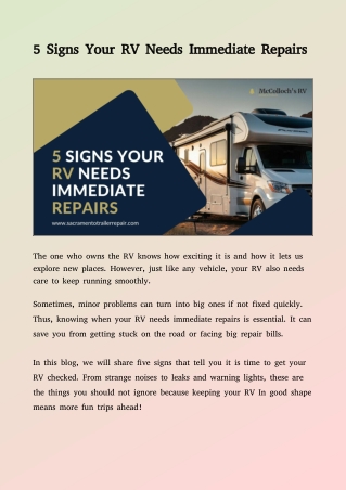 5 Signs Your RV Needs Immediate Repairs