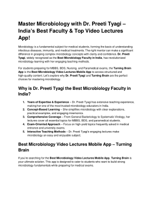 Master Microbiology with Dr Preeti Tyagi