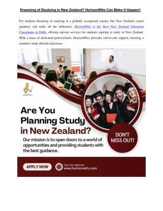 Best New Zealand Education Consultants in Delhi - HorizonWits