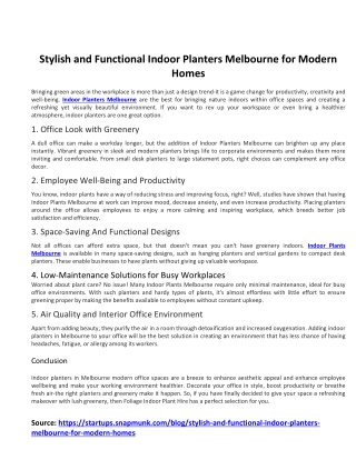 Stylish and Functional Indoor Planters Melbourne for Modern Homes