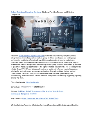 Online Radiology Reporting Services - Radblox Provides Precise and Effective Diagnostics