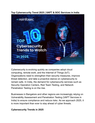 Top Cybersecurity Trend 2025 _ VAPT & SOC Services in India