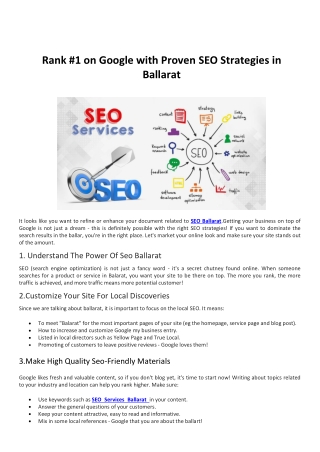 Rank #1 on Google with Proven SEO Strategies in Ballarat