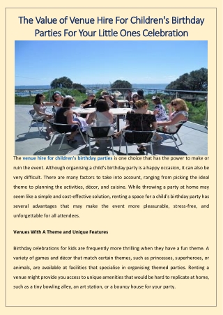 The Value of Venue Hire For Children's Birthday Parties For Your Little Ones Celebration