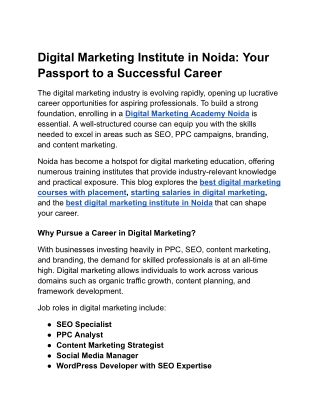 Digital Marketing Institute in Noida_ Your Passport to a Successful Career