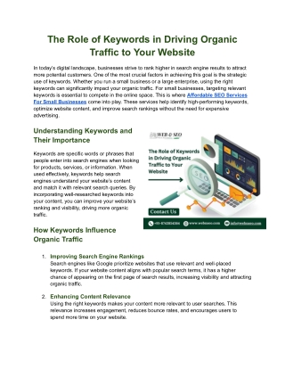 The Role of Keywords in Driving Organic Traffic to Your Website