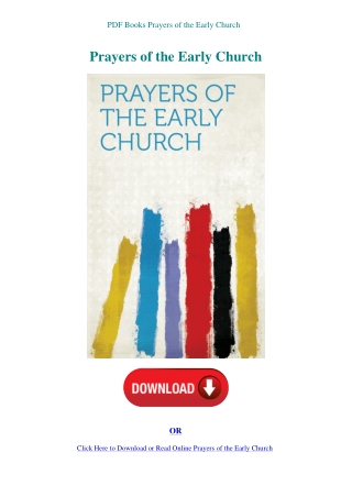 PDF Books Prayers of the Early Church