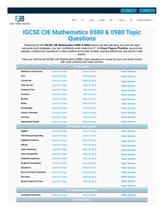 CIE IGCSE Maths | CIE IGCSE Maths Topic Questions