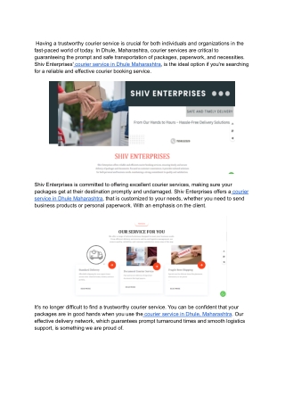 Courier service in Dhule Maharashtra