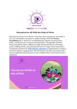Education for All With the Help of NGOs