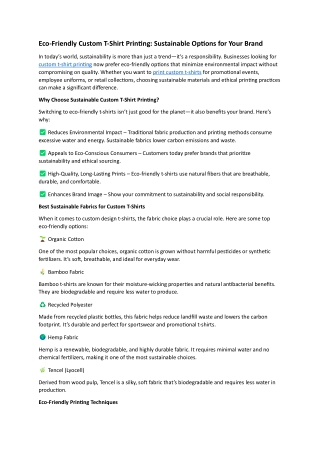 Eco-Friendly Custom T-Shirt Printing-Sustainable Options for Your Brand