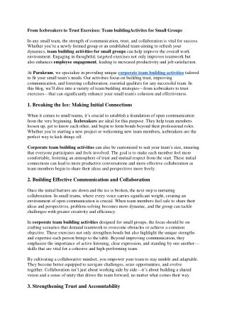 From Icebreakers to Trust Exercises- Team building Ideas for Small Groups