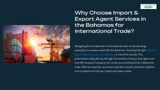 Why Choose Import & Export Agent Service in Bahamas for International Trade