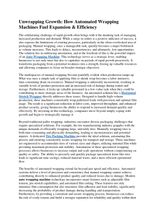 Unwrapping Growth How Automated Wrapping Machines Fuel Expansion & Efficiency