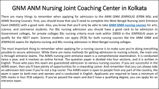 ANM GNM JENPASUG JEPBN MSc Nursing Coaching Center in Kolkata