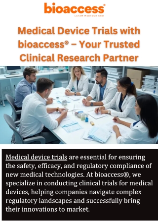 Medical Device Trials with bioaccess® – Your Trusted Clinical Research Partner