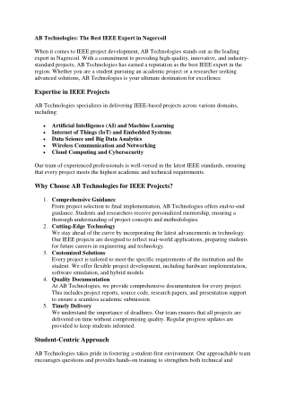 IEEE project center in nagercoil