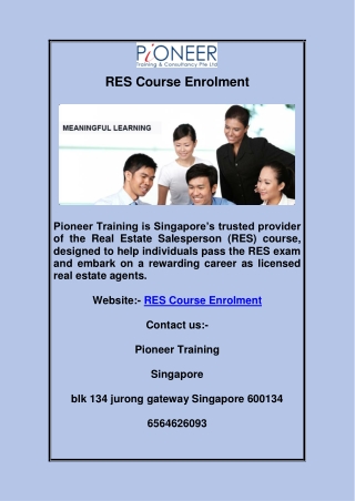 RES Course Enrolment
