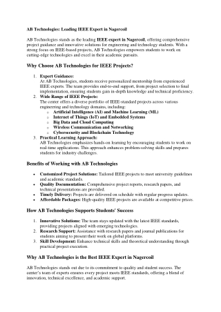 Best IEEE project center in nagercoil