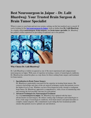 Best Neurosurgeon in Jaipur