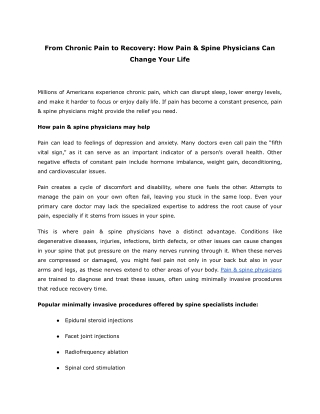 From Chronic Pain to Recovery_ How Pain & Spine Physicians Can Change Your Life