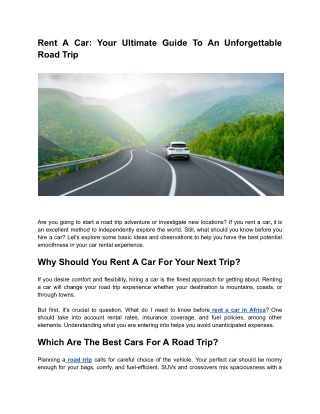 Rent A Car_ Your Ultimate Guide To An Unforgettable Road Trip-Promotional Blog