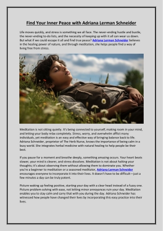 Find Your Inner Peace with Adriana Lerman Schneider