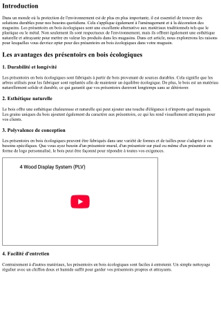 Les raisons d'opter pour des présentoirs en bois écologiques