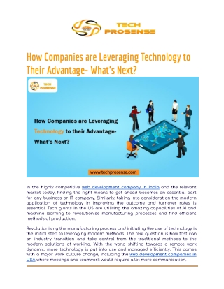 How Companies are Leveraging Technology to Their Advantage- What’s Next_